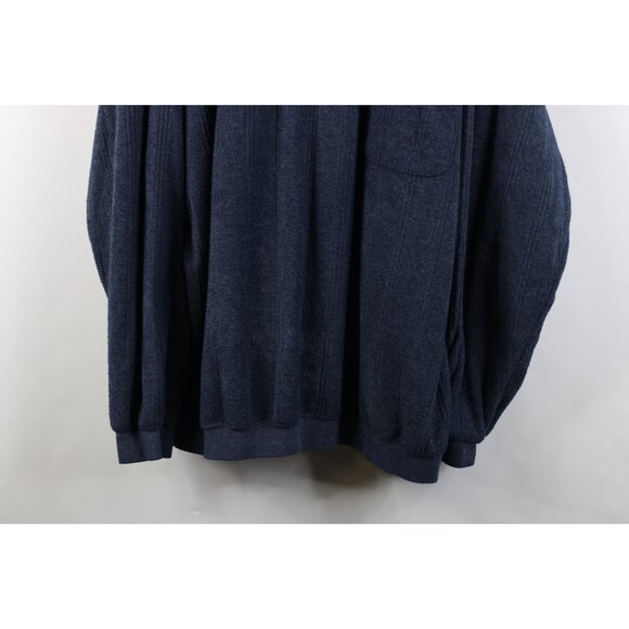 Vtg 90s Streetwear Mens 3XL Distressed Thin Terry Cloth Fleece Collared Sweater - Picture 3 of 14